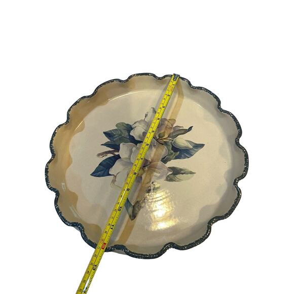 2002 Home and Garden Party floral pattern stoneware chip platter and dip bowl - Picture 3 of 5